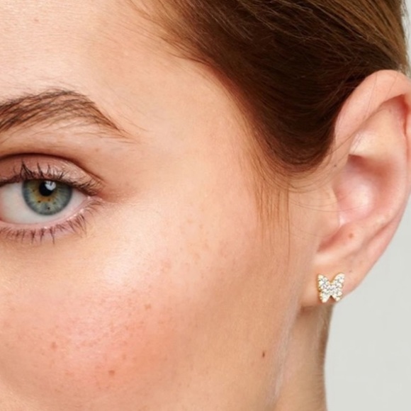 Grit and Grace Jewelry - Tiny Pave Butterfly Gold Stud Earring